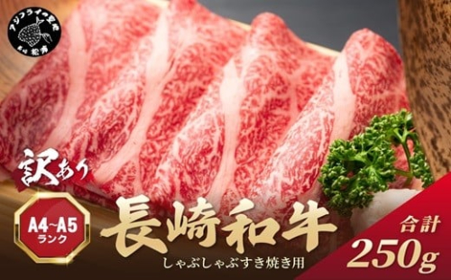 訳あり！【A4～A5】長崎和牛しゃぶしゃぶすき焼き用(肩ロース肉・肩バラ・モモ肉)250g( 牛肉 和牛 おすすめ しゃぶしゃぶ すき焼き 牛肉 冷凍 国産 送料無料 肉 プレゼント お取り寄せ 美味しい )【A7-071】 2236793 - 長崎県松浦市