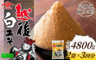 定期便 隔月お届け 越後みそ白 1.6kg（800g×2袋）×全3回 山崎醸造 | ヤマサキ 味噌 みそ 越後みそ 調味料 発酵食品 国産 贈り物 プレゼント ギフト 人気 おすすめ お取り寄せ 新潟県 小千谷市【0002-0361DB00-01】