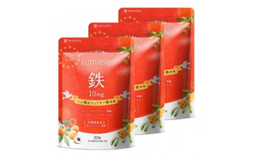 鉄分 サプリ ルミエル 鉄 10mg フェリチン鉄 ヘム鉄 葉酸 栄養機能食品 3袋（3ヶ月分） 2237779 - 静岡県静岡市