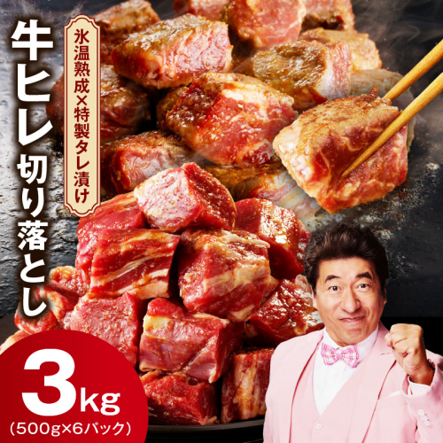 やわらか 牛ヒレ肉 切り落とし 3kg【小分け 500g×6P 氷温熟成×特製ダレ サイズ不揃い ステーキ ひと口サイズ カット済み】 mrz0153 2238311 - 大阪府泉佐野市