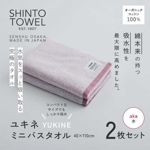 SHINTO TOWEL「ユキネ・ミニバスタオル」aka（赤）2枚セット オーガニックコットン100% G3067 2241422 - 大阪府泉佐野市