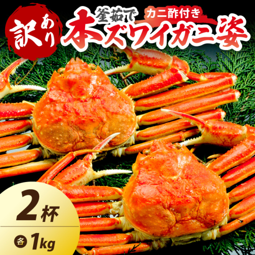 【大好評！カニ酢付き】訳あり！釜茹で！特大本ずわいがに姿 1kg×2杯 2241637 - 京都府京丹後市