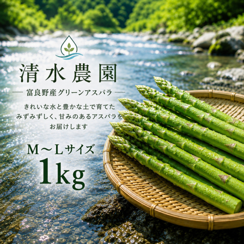 【2027年発送】ふらの産 採れたて グリーンアスパラ(M～Lサイズ混合)約1kg [清水農園] アスパラ アスパラガス 野菜 新鮮 甘い 北海道 富良野 2242876 - 北海道富良野市