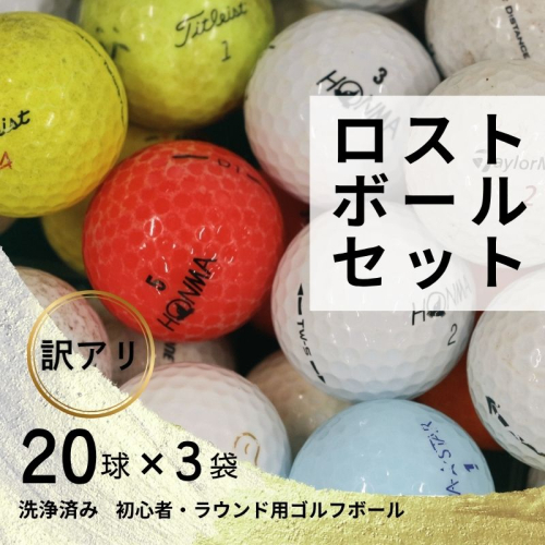 【注目返礼品・大容量60球】洗浄済み ロストボールセット 20球×3袋｜中古 ゴルフボール 練習用 球数重視 傷あり メーカー混在 安価で練習したい方におすすめ 送料無料 ゴルフ初心者 ゴルフボール ゴルフ練習 2245744 - 大阪府河内長野市