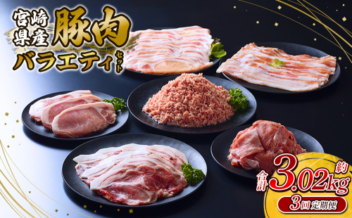 【3回定期便】訳あり いもこ豚 5種盛り バラエティセット 合計3.02kg ×3回 総合計 9.06kg 2246890 - 宮崎県えびの市