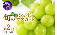 甲州市産厳選旬のシャインマスカット 約2kg 3房～5房入り【2025年発送】（MG）B18-450