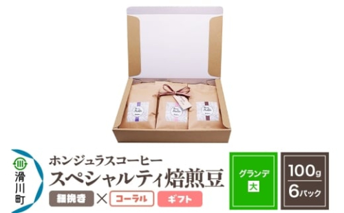 コーヒー豆 自家焙煎 ホンジュラス スペシャルティコーヒー ギフトセット【グランデ】焙煎豆100g×6パック 細挽き【コーラル】 2248849 - 埼玉県滑川町
