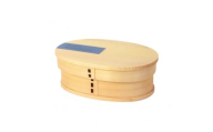 みよし漆器本舗 曲げわっぱ お弁当箱 600ml 約17.5×11.5×高さ6.5cm 小判型 MIN WAPPA ネイビー 白木