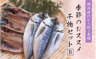 季節のおすすめ干物セットB  三重県紀宝町産 ※季節によって内容が異なります / ひもの 干物 みりん干し 開き 丸干し 詰め合わせ イカ さんま カマス しらす いわし アジ 冷蔵