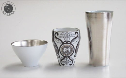 有田焼 JAPAN SNOW 日本酒 呑み比べ 酒器セット ARITA PORCELAIN LAB【アリタポーセリンラボ】プラチナ 古伊万里 盃 モダン プラチナ A50-283 2254639 - 佐賀県有田町