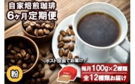 コーヒー 定期便 6ヶ月 自家焙煎 Morrow珈琲 100g×2種 粉 中挽き