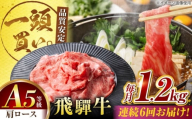 【6回定期便】飛騨牛肩ロース 1.2kg(400ｇ×3パック) すき焼きしゃぶしゃぶ用肉 / すき焼き しゃぶしゃぶ 肉 / 御嵩町 / 馬力家 [AVBO037]