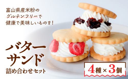 バターサンド 4種×3個 詰め合わせセット バターサンド 洋菓子 バタークリーム 富山県 氷見市 2256889 - 富山県氷見市