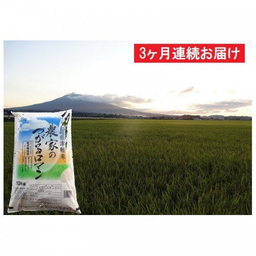 【3ヶ月】乾式無洗米つがるロマン10kg(精米)×3回
