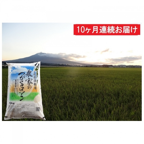 【10ヶ月】乾式無洗米つがるロマン10kg(精米)×10回