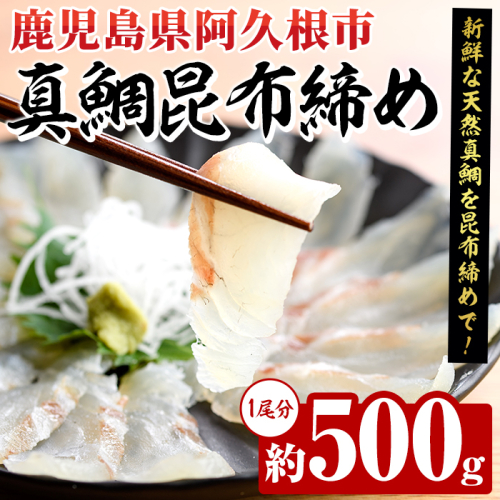 真鯛昆布締め(約500g) 鹿児島県 阿久根市 たい タイ 真鯛 魚貝 魚介 海産物 昆布〆 風味 旨味 おかず おつまみ 【さるがく水産】akn028-49 2261806 - 鹿児島県阿久根市