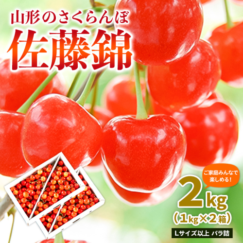 【ご家庭みんなで楽しめる！2kg】山形のさくらんぼ 佐藤錦 2kg Lサイズ以上 バラ詰 (1kg×2箱) 【令和8年産先行予約】FS25-011 2263587 - 山形県山形市