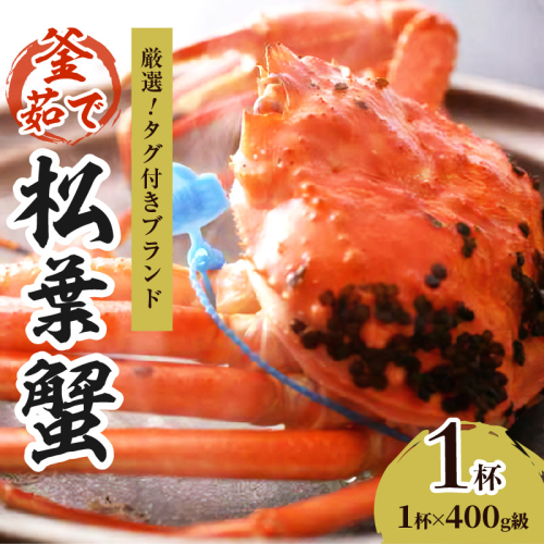 【厳選！！タグ付きブランド】茹で松葉かに 鮮度抜群、釜茹でにてお届け！！ 400g級×1杯　国産 海産物 甲殻類 かに ずわいがに 松葉かに 茹で ボイル 京都 京丹後 海鮮 ふるさと納税 かに まつばがに 松葉ガニ 海祥 送料無料
 2263793 - 京都府京丹後市
