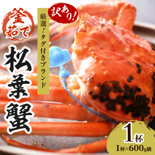 【訳あり！！タグ付きブランド】茹で松葉かに 鮮度抜群、釜茹でにてお届け！！ 600g級（足1本落ち）×1杯　ふるさと納税 かに 京都 京丹後 海鮮 まつば蟹 まつばがに 松葉ガニ 海祥
 2263803 - 京都府京丹後市