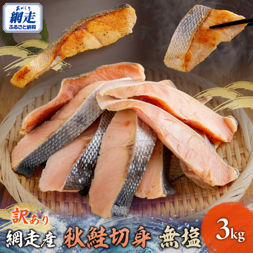 【先行予約】網走産【訳あり】秋鮭切身 無塩 3kg（2025年10月以降発送） ABBI001 2264977 - 北海道網走市