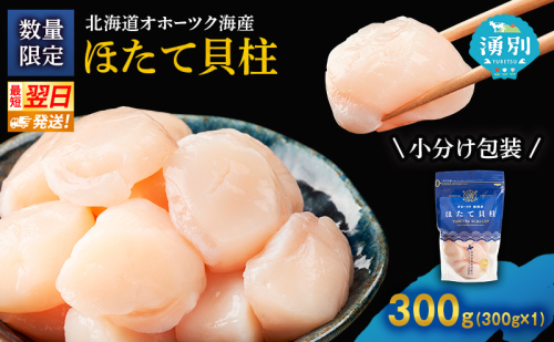 【最短当日発送】北海道オホーツク 湧別沖 ほたて 玉冷小分け パック  300g（300g×1P）【 ホタテ 帆立 ほたて スタンドパック 海鮮 刺身 貝 貝柱 魚介 魚介類 冷凍 北海道 湧別町 】 2266489 - 北海道湧別町
