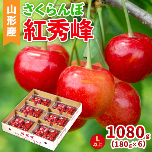 さくらんぼ(紅秀峰)Lサイズ以上 1080g(180g×6パック) 【令和8年産先行予約】FS25-043 2266786 - 山形県山形市
