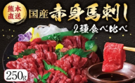 国産赤身 馬刺し2種セット（馬刺し専用醤油付き）計約250g 馬肉 馬刺し 肉 食べ比べ セット 赤身 上赤身 専用醤油 80ml×1本 冷凍 熊本県 上天草市