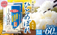 [定期便6回]令和7年産 宮城県産 ひとめぼれ 無洗米10kg(5kg×2)×6回 [ カメイ 宮城県 加美町 ] お米 こめ コメ 精米 白米 ひとめぼれ | km-hb10-mu-t6-r7