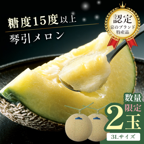 【先行予約／数量限定500】京のブランド産品 京たんごメロン 琴引メロン 3Lサイズ 2玉（2026年6月下旬～発送） 2267958 - 京都府京丹後市