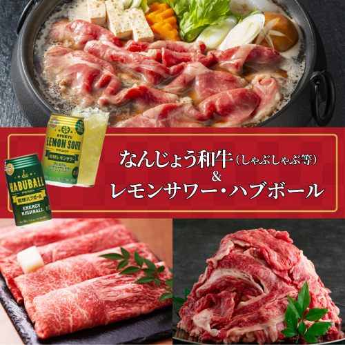 なんじょう和牛（しゃぶしゃぶすきやき）＆レモンサワー・ハブボール BG102   I  なんじょう和牛 しゃぶしゃぶ すきやき 和牛 和牛セット 酒セット レモンサワー ハブボール お肉お酒セット ギフト 沖縄県 南城市 ふるさと納税 南城市地域物産館 2268025 - 沖縄県南城市
