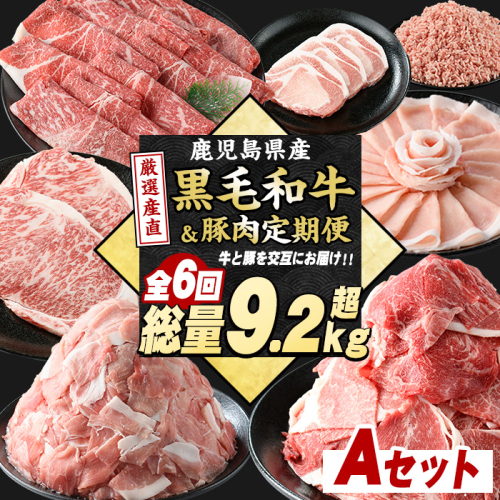 ＜定期便全6回＞黒毛和牛＆豚肉定期便 総重量9.2kg超 赤身 モモ 豚 ミンチ ロースかつ 豚肉 牛肉 切り落とし サーロイン 豚ロース しゃぶしゃぶ すき焼き 【スターゼン】starzen-1534 2268700 - 鹿児島県長島町