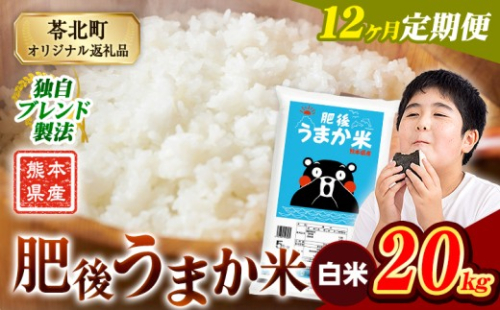 【12か月定期便】米 白米 熊本県産 肥後うまか米 20kg(5kg×4袋) 精米 こめ  コメ お米 おこめ ブレンド米《申込月の翌月から出荷開始》熊本県産  コメ お米 おこめ 2270612 - 熊本県苓北町