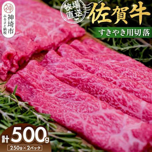 佐賀牛 すきやき用切落250g×2パック計500g【佐賀牛 すき焼き用 切り落とし 牧場直送 小分け】(H122140) 2270782 - 佐賀県神埼市