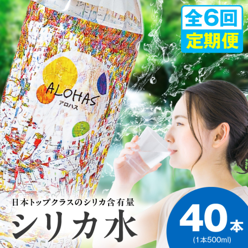 【定期便】シリカ水 500ml 40本×全6回【ALOHAS 国産 天然水 ミネラルウォーター 高濃度シリカ 飲料水 防災 備蓄 ペットボトル 毎月配送コース】 099Z363 2271872 - 大阪府泉佐野市