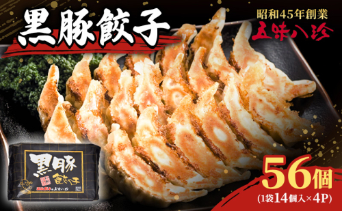 黒豚餃子56個（1袋14個入×4パック） 五味八珍 ぎょうざ ギョウザ 黒豚 ジューシー 柔らかい 肉の旨み ニンニク 確かな味わい 浜松餃子 冷凍餃子 冷凍 惣菜 中華 点心 静岡県 浜松市 2272308 - 静岡県浜松市
