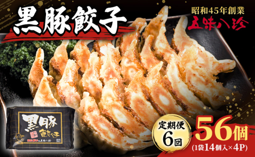 【定期便6回】 黒豚餃子56個（1袋14個入×4パック） 五味八珍 餃子 ぎょうざ ギョウザ 黒豚 ジューシー 柔らかい 肉の旨み ニンニク 浜松餃子 冷凍餃子 冷凍 惣菜 中華 点心 静岡県 浜松市 2272312 - 静岡県浜松市