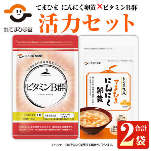 No.1297 活力セット(てまひま にんにく卵黄・ビタミンB群 各1袋) 鹿児島 日置市 ニンニク 健康食品 加工食品 栄養 元気 有精卵 カプセル 手軽に 安全安心 【てまひま堂】 2273675 - 鹿児島県日置市