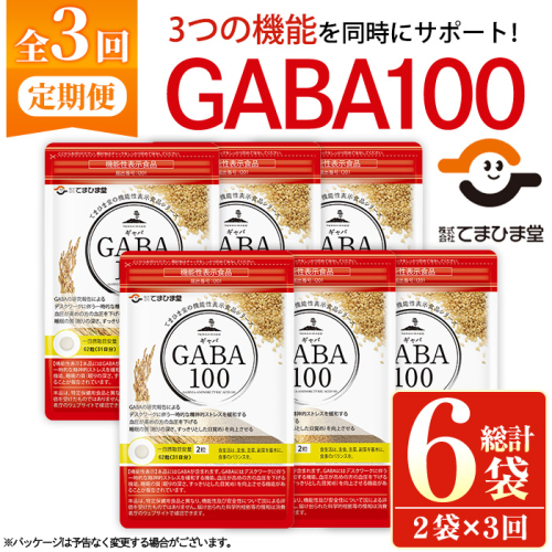 No.1286-A ＜定期便・全3回(隔月)＞GABA100(1袋 62粒入・2袋×3回 計6袋) 鹿児島 日置市 健康食品 機能性表示食品 サプリ 栄養バランス 高血圧 定期便 頒布会【てまひま堂】 2273765 - 鹿児島県日置市