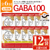 No.1286-B ＜定期便・全6回(隔月)＞GABA100(1袋 62粒入・2袋×6回 計12袋) 鹿児島 日置市 健康食品 機能性表示食品 サプリ 栄養バランス 高血圧 定期便【てまひま堂】