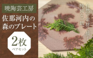 佐那河内の森のプレート 2枚 暁陶芸工房《30日以内に出荷予定(土日祝除く)》 自然 キッチン用品 日用品 オリジナル 雑貨 徳島県 佐那河内村 皿 食器 プレート 手作り