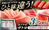 【12月中にお届け】対馬産 養殖 本マグロ 中トロ 500ｇ(3パック)《対馬市》【対海】 [WAH018-12]