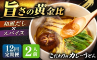 【12回定期便】 カレーうどん2人前×12ヵ月 うどん カレー 手土産 愛西市 / アロマ・フーヅ 【配達不可：離島】 [AEAP045]