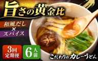 【3回定期便】 カレーうどん 6人前×3ヵ月 うどん カレー 手土産 愛西市 / アロマ・フーヅ 【配達不可：離島】 [AEAP047]