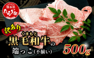 3月発送【訳あり】くまもと黒毛和牛 の 端っこ (不揃い) 切り落とし 切れ端 500g 本場 熊本県 ブランド 牛 黒毛 和牛 上質 国産 牛肉 熊本県 113-0528-03