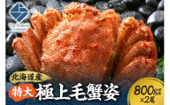特大極上毛蟹姿　800g前後×2尾セット