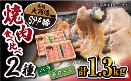 【ふるさと納税】【 訳あり 】 焼肉 豚 大西海 SPF豚 背ロース ＆ バラ （ 焼肉 用）計1.3kg（各650g） 西海市 豚肉 肉 焼肉 焼き肉 やき
