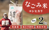 【12月発送】茨城県下妻市産 なごみ米（ コシヒカリ ） 精米 2kg　【 お米 コシヒカリ 米 無農薬 無化学肥料 無除草剤 精米 自然 農法 茨城県産 】