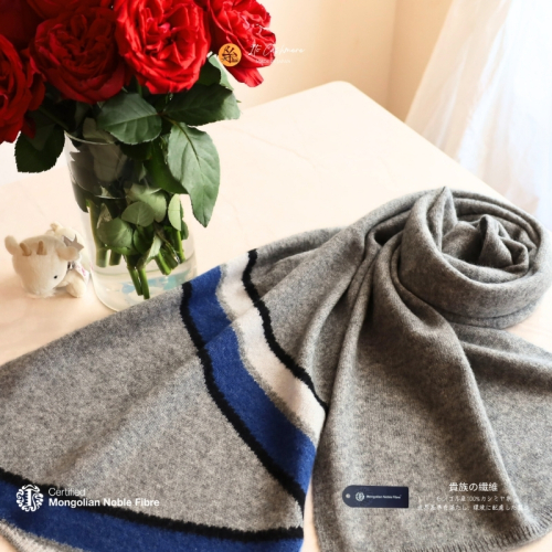 『Noble Fibre』100％カシミヤ・マフラー グレーインターシャ【高級 カシミア おしゃれ ファッション 防寒 かしみあ】 G3319 2286423 - 大阪府泉佐野市