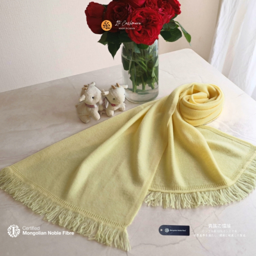 『Noble Fibre』100％カシミヤ・マフラー レモンイエロー【高級 カシミア おしゃれ ファッション 防寒 かしみあ】 G3328 2286432 - 大阪府泉佐野市