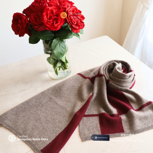 『Noble Fibre』100％カシミヤ・マフラー ワインインターシャ【高級 カシミア おしゃれ ファッション 防寒 かしみあ】 G3329 2286433 - 大阪府泉佐野市